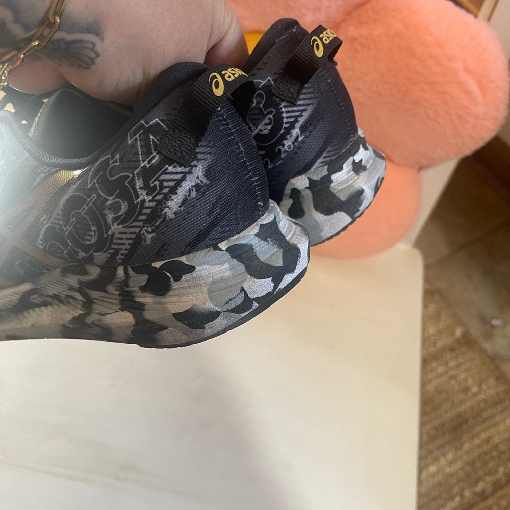ASICS womans Black and Gold Sneakers - Picture 2 of 6